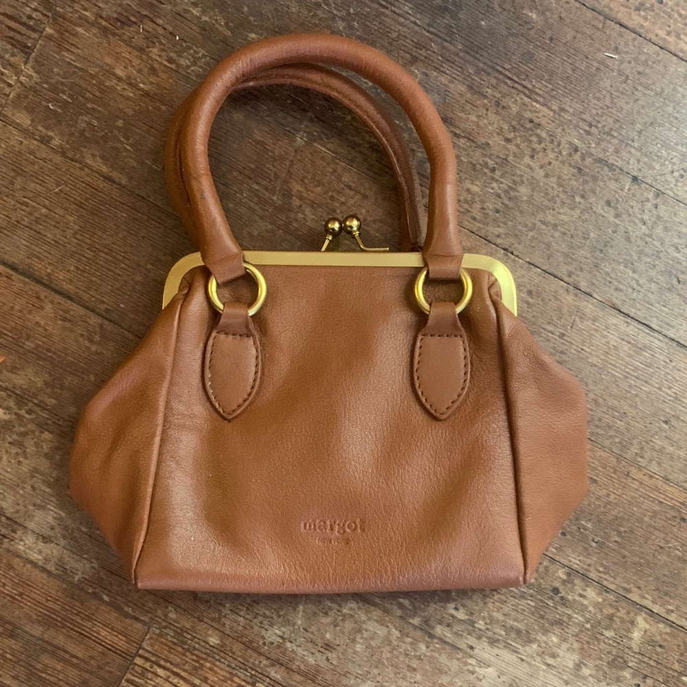 Margot Tan Leather Mini Bag with Gold Accents